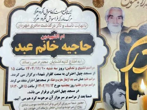 مادر شهیدان محمدی مبارک آبادی به دیدار فرزندانش شتافت