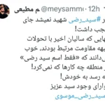 پست میثم مطیعی درباره خبر شهادت شهید سید رضی